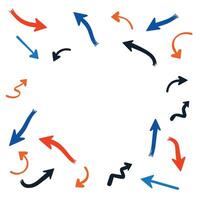 Colorful assorted arrows of different shapes and sizes pointing in various directions on a white background. vector
