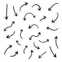 Chaotic arrangement of black arrows on a white background, leading the viewer's eye in multiple directions. vector