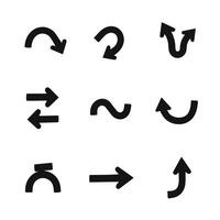 Set of various black arrows indicating different directions on a white background. vector
