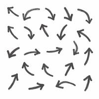 Hand-drawn black arrows in various directions on a white background. vector