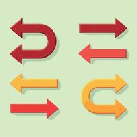 Set of colorful arrows in different directions on a light green background. vector