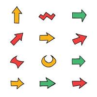 Colorful arrow icons pointing in various directions on a white background. vector