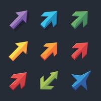 Colorful 3D arrows pointing in different directions on a dark background vector