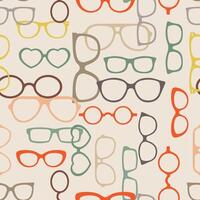 Seamless pattern with different glasses frames. Retro geometric background template. Illustration vector