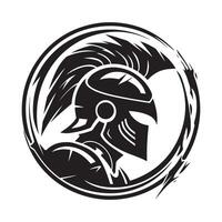 Spartan warrior logo in helmet design emblem stock image vector