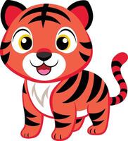 Happy and smiling cute baby tiger illustration design vector