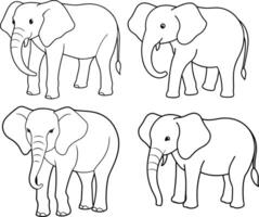 A package of elephat outline illustration showcasing its large ears and trunk in a simple yet recognizable form drawn on a white background vector