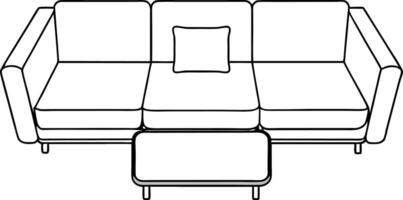 Top view sofa outline of a sofa set with three seating sections vector