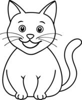 Outline design of a whimsical cat cartoon character. Illustration of a playful and humorous cat, isolated on a white background vector