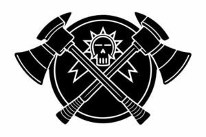 the logo for the band is a black and white image of two axes vector