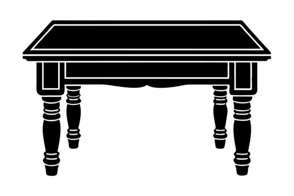 a black and white illustration of a table print design