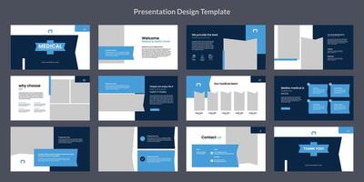 modern minimalist medical presentation slide design template, business hospital dentist presentation layout vector