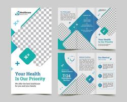 creative medical healthcare trifold brochure with business brochure layout dentist leaflet template vector