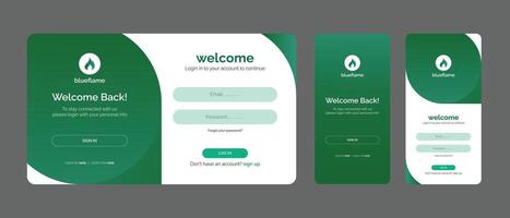 set of sign up and sign in forms. mobile registration login page design vector