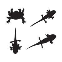 axolotl silhouette set collection isolated white background vector