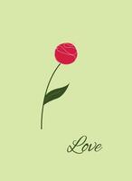 Floral background for the postcard. Flat spring floral card with caption. Botanical poster design. Delicate flower, vertical postcard. vector
