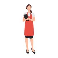 Waitress Holding a Pen and Notepad Taking Order. vector