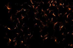 Intense Burning Fire Effect Overlay Image Isolated on Black Background photo