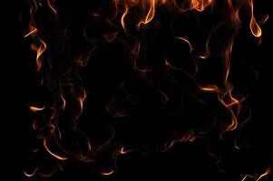 Intense Burning Fire Effect Overlay Image Isolated on Black Background photo