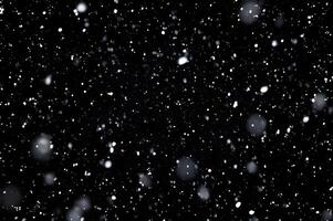 Detailed Snowfall Overlay Image Isolated on Black Background Perfect for Dynamic Visual Effects photo