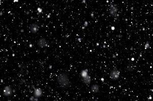 Detailed Snowfall Overlay Image Isolated on Black Background Perfect for Dynamic Visual Effects photo