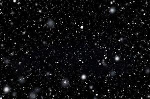 Detailed Snowfall Overlay Image Isolated on Black Background Perfect for Dynamic Visual Effects photo