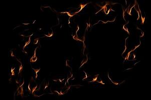 Intense Burning Fire Effect Overlay Image Isolated on Black Background photo
