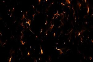 Intense Burning Fire Effect Overlay Image Isolated on Black Background photo