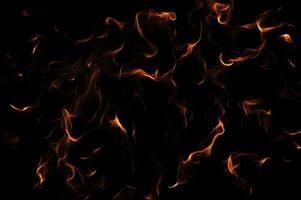 Intense Burning Fire Effect Overlay Image Isolated on Black Background photo