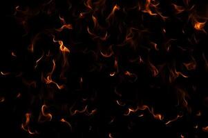 Intense Burning Fire Effect Overlay Image Isolated on Black Background photo