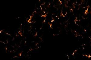 Intense Burning Fire Effect Overlay Image Isolated on Black Background photo