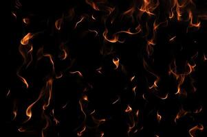 Intense Burning Fire Effect Overlay Image Isolated on Black Background photo