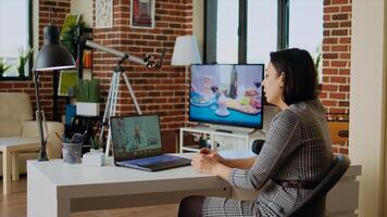 Remotely working employee in telemedicine call asking for medical advice, feeling sick. Teleworker in online consultation checkup with doctor, receiving prescription plan, camera A photo