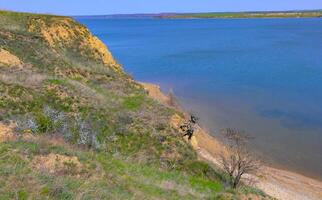 Lake Yalpug erosion clay shore, gullies and coastal collapses, Ukraine photo