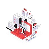 Program for view, create, manipulate, print and manage Portable Document Format PDF files. Minimal Isometric illustration in different dimension vector