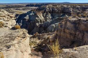 The Painted Desert on a sunny day. Diverse sedimentary rocks and clay washed out by water. Petrified Forest National Park, USA, Arizona photo