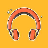 Illustration of a headphone in flat cartoon style. Technology icon design concept isolated vector
