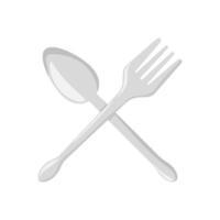 Fork and spoon flat icon illustration. Food object icon concept isolated. Flat design cartoon style vector