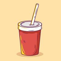 Soda drink flat design illustration in cartoon style. Cold soft drink with cups. Fast food icon concept vector