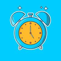 Cute alarm clock illustration in cartoon style. Wake up time and schedule vector