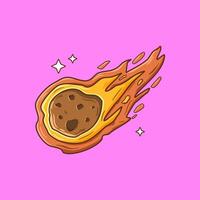 Comet meteor cartoon illustration. Outer space object vector
