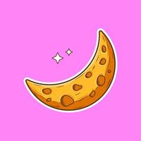 Cute illustration of crescent moon in cartoon style. Outer space object. Flat design illustration vector