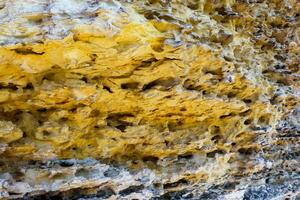 Collapsing layered shell rock coastline of Pontian limestones in the western Crimea, Black Sea photo
