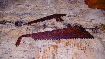 An ancient saw for extracting stone from shell rock in the Odessa catacombs photo