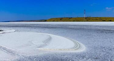 covered with a layer of white self-precipitating common salt photo