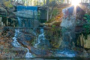 Waterfall on the territory of Sofievsky Park in autumn, Uman photo