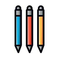 Set of pens with different colors vector