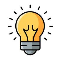 Lamp icon with a yellow color and shine effect vector