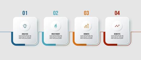 Square timeline template infographic. vector