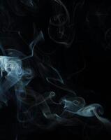 Abstract White Smoke Texture Moves on Black Background Plume of Smoke Wave Design Wallpaper. Design Element. Abstract Texture photo